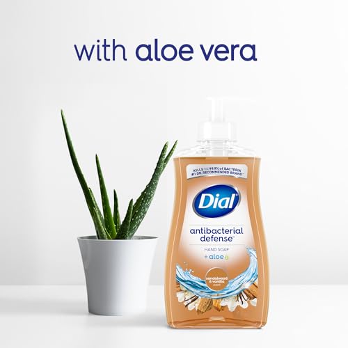 Image of Dial Antibacterial Defense Liquid Hand Soap + Aloe, Sandalwood & Vanilla Scent, 11 Fl Oz (Pack of 12), Dermatologist-Tested Hand Wash, Gentle Formula