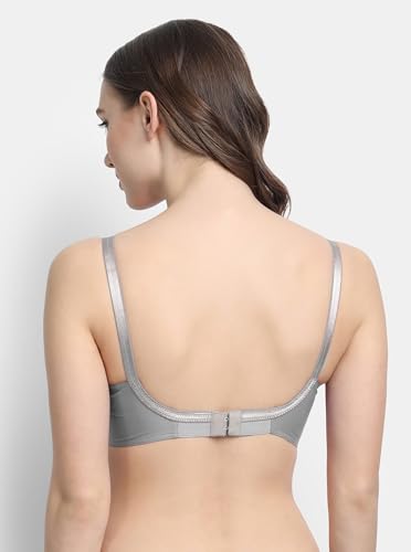 Image of VSTAR Queen U Black CLR Soft Cotton Bra for Women | Wirefree, Single Layered Seamed Cups | Adjustable Straps | Comfy Non Padded Bra 32 | Cool Grey