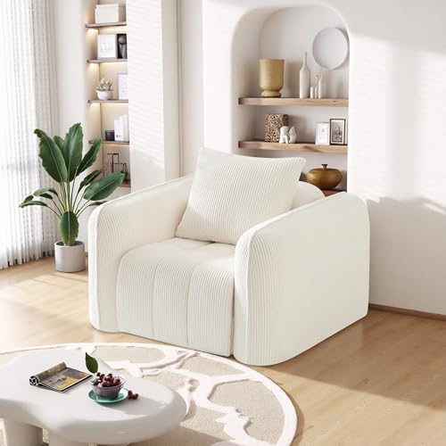 Sillón Plegable Corduroy Blanco miniatura 1
