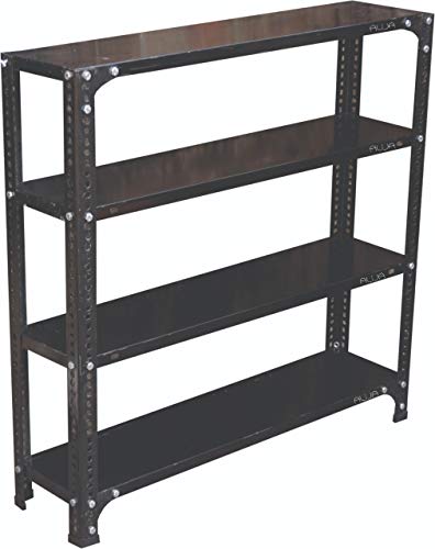 Image of ALIJA️ Slotted Angle Slim Shoe Rack (36 x 36 x 9 Inch) with 4 Shelves Unit (24 Gauge) (Black)