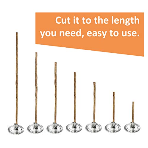 Coitak 200FT Hemp Candle Wick with 200 PCS Metal Tabs, Natural Beeswax Coating for Candle Making, 2mm