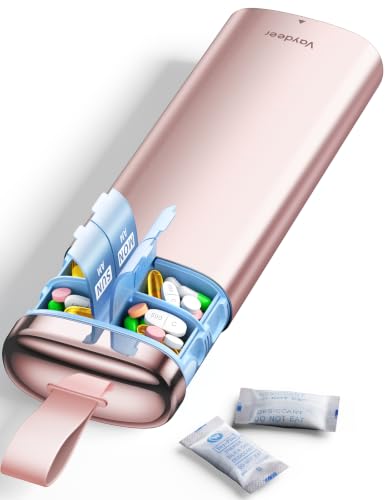 Image of Vaydeer Metal Pill Organizer 2 Times a Day, AM PM 7 Day with Desiccant | Weekly Travel Pill Case with Pull Handle, Airtight Moisture-Resistant Seal, Pill Box for Medication & Supplements