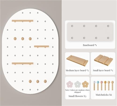Panneau perforé en bois beige 60x80 cm avec kit d'organisation murale combiné - 4