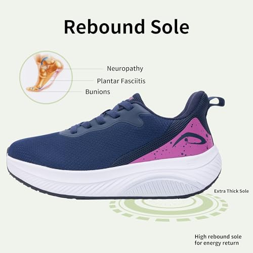 Image of Wide Toe Box Shoes Women Arch Support Walking Shoes for Plantar Fasciitis Wide Width Orthotic Tennis Sneakers