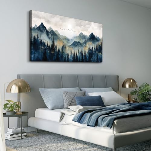 ERQINHUA Canvas Wall Art For Bedroom Wall Decorations For Living Room Modern Office Wall Decor Abstract Watercolour Painting Mountain Landscape Pictures Printed Artwork Home Decor 20"X40"