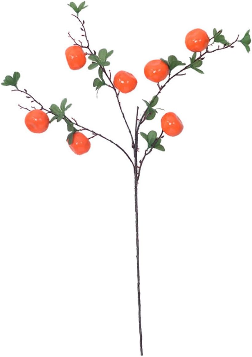 Artificial Orange Branches Fake Fruit Ornaments 7-Head Simulation Decorative Fruit Plant Centerpiece for Living Room Kitchen Table Display