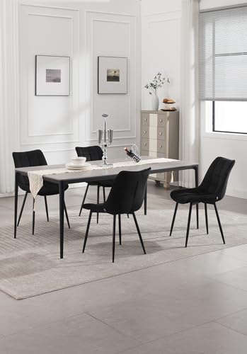 Miniatura 2 de Woltu Pack De 4 Sillas De Comedor Asiento De Terciopelo Silla Diseño Silla Tapizada Estructura Metálica Sillón Con Respaldo Silla De Cocina Negro Bh142sz-4