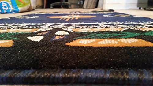 Southwest Native American Door Mat Area Rug Navy Blue Design Concord C318 (2Ft.x3Ft4In.) #TOP3