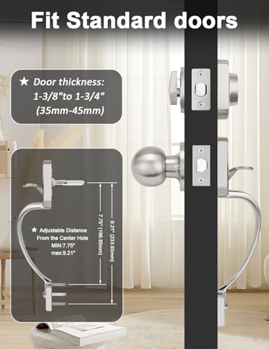 Image of Tinewa Camelot Trim Lower Half Entry Handleset and Deadbolt Set Satin Nickel, Upgated Entry Door Handle with Door Knob for Electronic Keypad, Sliver Front Door Lock Set