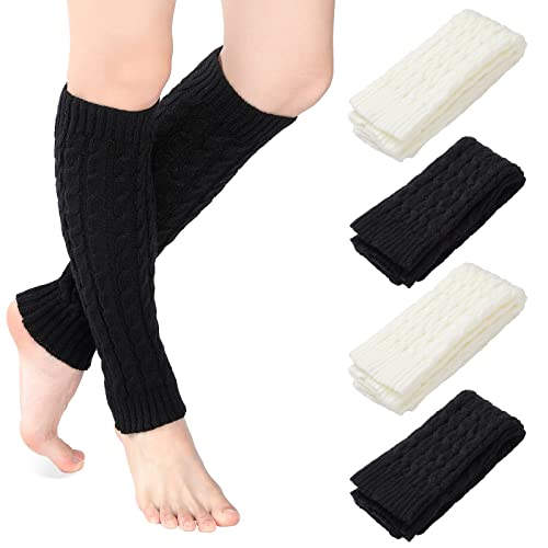 SATINIOR 4 Pairs Cable Knit Leg Warmers Women Winter Knitted Crochet Knee Boot Stockings Cuffs Long Legging Socks
