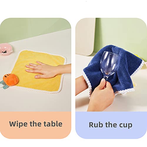 Image of 4-Piece Set Baby Soft Plush Towel Baby Nursery Hand Towel Cartoon Animal Wipe Hanging Towel for Children Bathroom Kitchen