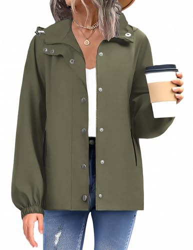 Veste de pluie femme imperméable légère coupe-vent avec capuche et poches