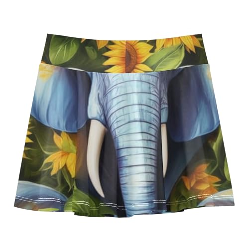 Vibrant Elephants Sunflowers Toddler Tennis Skirts Clothes Athletic Shorts for Girls Skorts Butterfly Skirt 4t2