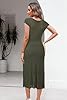 Newshows Summer Dresses for Women UK Hollow Knit Casual Work Business Elegant Ladies Midi Dress Army Green,XL #4