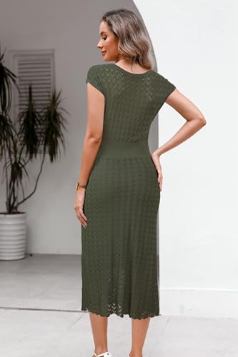 Image of Newshows Women's Hollow Slim Summer Fall Church Work Casual Sweater Dress