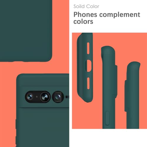 Image of YATWIN Silicone Back Case for Google Pixel 7 Pro, Soft-Touch Phone Back Cover for Google Pixel 7 Pro - Dark Green