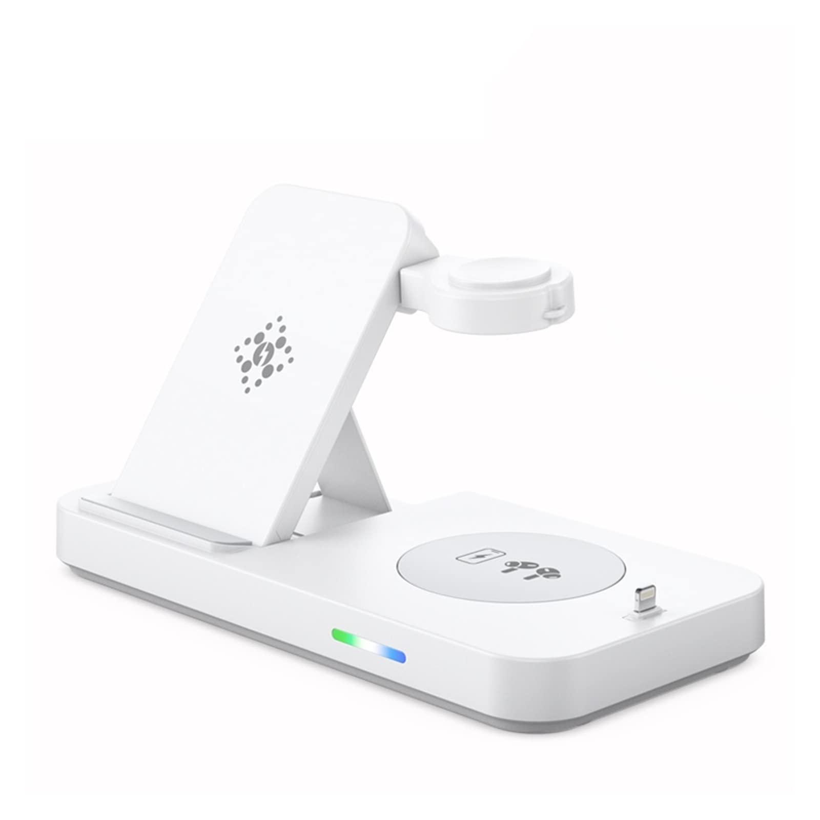 Support de Chargeur sans Fil Station Charge Rapide 30W for écouteur téléphone Montre Compact et Puissant(Blanc)
