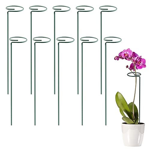 Reagia 10 pcs Support de Plantes en Acier Jardin Simple Tige Support Support Cage Anneau de Support pour Fleur, Lys, Rose, Tomates, Pivoine (40cm / 15,8 Pouces) Cover