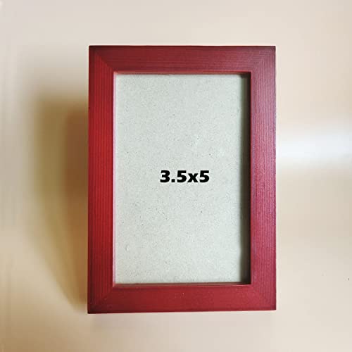 Image of 3.5x5 Picture Frames RED Solid Wood Frame, Plastic Panel (Film Needs to be Removed) Table or Wall.Front Window Opening 3x4.5 inch.