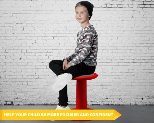Image of Studico ActiveChairs Kids Wobble Stool, Flexible Elementary Classroom Seating, Improves Focus, Posture and Helps ADHD /ADD, Sensory Chair, Active Fidget Chairs, Pre-Teen 17.75 inch Chair, Ages 7-12, Red