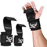 Gewichtheberhaken Rutschfeste Gummibeschichtung Griff Handgelenk Haken Hebegurte Handgelenkstütze Gepolsterte Neopren Powerlifting Langhantel Reihen Kreuzheben Gym Straps