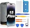 Pantalla de repuesto para iPhone 15 Plus, LCD Retina Full HD con digitalizador, incluye kit de herramientas, protector de pantalla y cinta impermeable 2