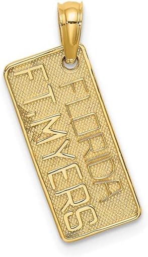 Million Charms 14k Yellow Gold Travel Charm Pendant, Small Fl-Ft. Myers License Plate, Textured