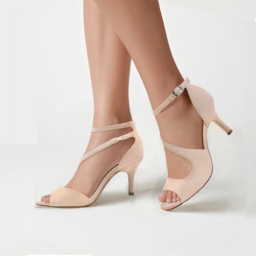Image of ELEGANTPARK Peep Toe Strappy Heels for Women Satin Wedding Dress Sandals | Adjustable Cross Strap, 3.5 Inch High Heel Peep Toe Shoes for Bride, Wedding Guests, Bridesmaid, Formal, Prom, Evening Party