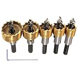 Bohrer-Set mit Schnellwechsel, 5-teilig, Hochgeschwindigkeitsbohrer, verschleißfest, Lochsägen-Set...