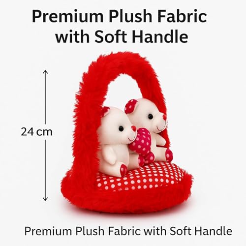 Image of Plush Stuffed Animal Toy | Ultra Soft and Cuddly Teddy for Kids and Adults | Cute Hugging Doll for Gifting, and Bedroom Decor (Heart 2 Teddy Bear)