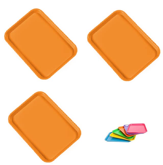 3 Pcs Dental Autoclavable Procedure Set Up Flat Tray Medical Instrument Set Up Flat Tray Size F - 9 5/8" W x 6 5/8" D x 7/8" Orange