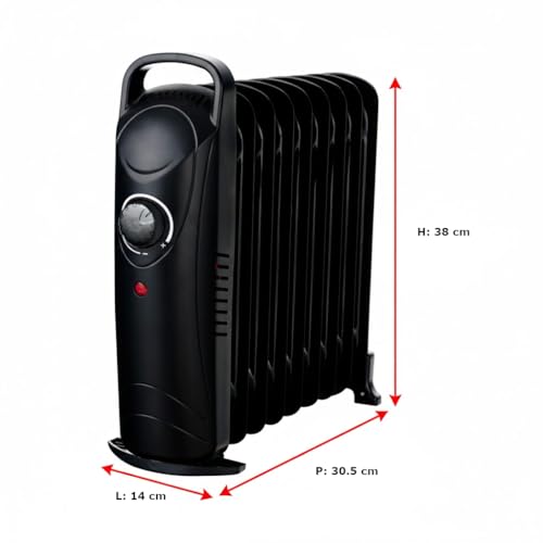 Bricozone Radiatore Elettrico A Olio 800W Con 7 Elementi Riscaldanti Termostato Regolabile Basso Consumo Per Casa Ufficio Camera Da Letto Riscaldamento Silenzioso Con Maniglia Di Trasporto - 7