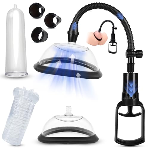 MACQIU Multifunktional Masturbator Vakuumpumpe Penispumpe Vagina Pumpe Nippelsauger Brustwarzen Muschipumpe Klitoris Sauger erotisches Sex Spielzeug für die Paare Frauen Männer (Transparent)