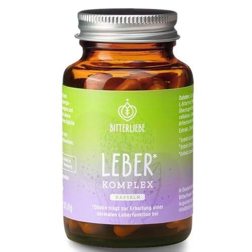 BitteLiebe - Leber Komplex mit Artischocke Löwenzahn Mariendistel und Cholin - Leber Kur hochdosiert mit Silymarin - entgiften Testsieger vegan & Made in Germany (1)
