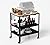 Outdoor Grill Cart, Pizza Oven Table with Hooks and Side Handle, Double-Shelf Dining, Movable Stainless Steel Kitchen Cooking Prep Table BBQ Cart for Home Party, Bar, Camping
