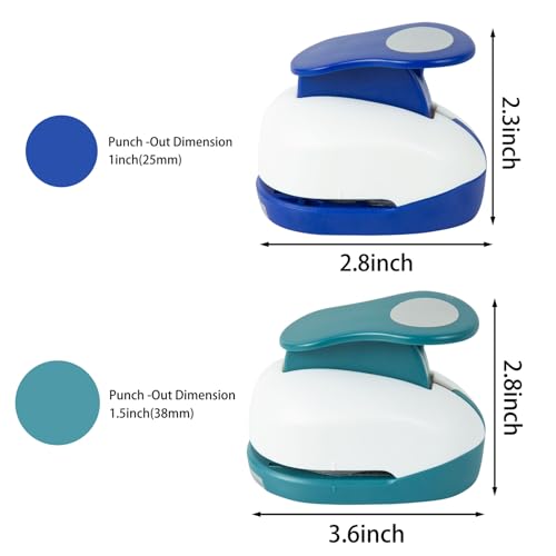 image for QIQQIKIN 2PCS Circle Cutter (1.5 inch+1 inch), Whole Hole Punch Shapes