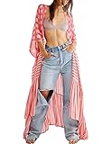 【Tamaño】: Talla única para la mayoría de las mujeres, M, L, XL, 2XL, 3XL, 4XL, 5XL/38, 40, 42, 44, 46, 48, 50. El cárdigan es extra largo, recomendado para una altura de 165 cm y más.
