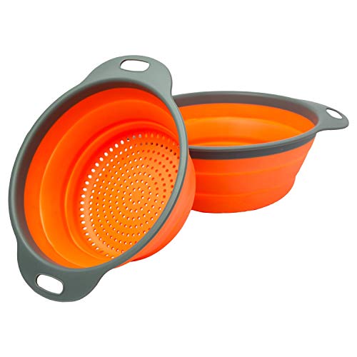 Colander Set - 2 Collapsible Colanders (Strainers) Set By Comfify - Includes 2 Folding Strainers. Sizes 8