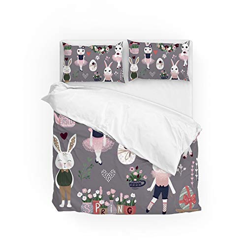 Housse de couette microfibre grise avec taies d'oreiller lit 3 pcs - 2