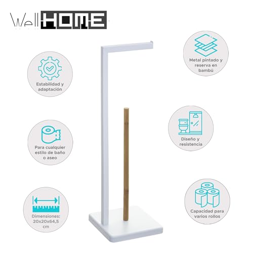 Portarrollo reserva vertical Natureo blanco de diseño compacto Ø20x64,5cm 3