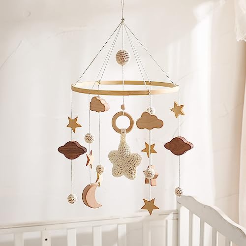 let's make Boho Baby Crib Mobile for Boys and Girls, Stars, Cloud...