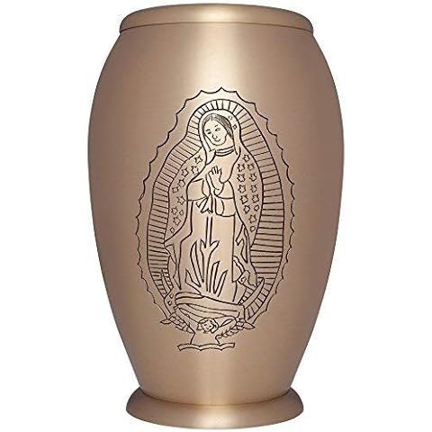 Liliane Memorials Guadalupe Lujan Model in Brass for Human Ashes Suitable for Cemetery Burial Fits Remains of Adults up to 200 lbs, Champagne, Large/200 lb Cover