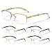 Executive Half Rim Rectangular Metal & Wood Eyeglasses / Clear Lens Sunglasses