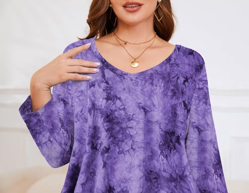 Image of LARACE Tunics 3 /4 Sleeve Plus Size Tops for Women V Neck Loose Fit Flowy Clothing for Leggings