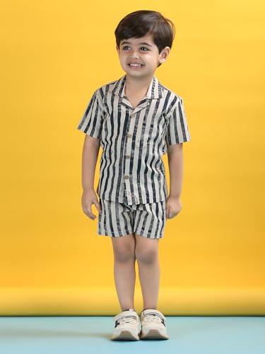 Image of POLKA TOTS 100% Cotton Half Sleeve Shirt and Shorts Combo for Boys | Co-Ord Set for Kids | Summer Wear Dress for Toddlers | Breathable & Skin-Friendly Boys Clothes | Trendy Summer Outfit & Beach Wear
