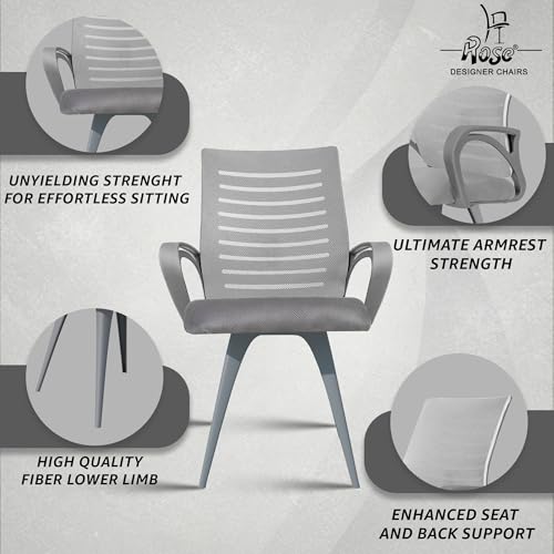 Image of ROSE Elite | 3 Years Brand Warranty | Ergonomic Office Chair, Study, WFH, Revolving, Rolling, Desk, Task, Laptop, Student Chair (Full Grey, Elite MB Reception)