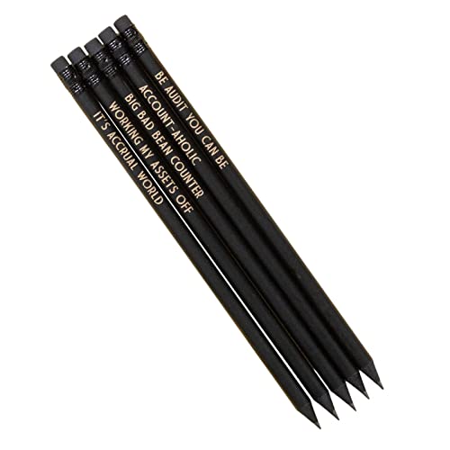 大人用鉛筆セット,ゴールドリーフ ダーク木製鉛筆 5 本 言葉付きギフト - 日常生活、仕事用の携帯用鉛筆、教師面白い職業鉛筆セット 面白い職業鉛筆セット、会計士、看護師用の激励用鉛筆