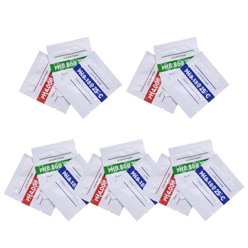 PACKOVE Polvo de Solución Tampón de Calibración Ph 4.01 6.86 9.18 Kit de 15 Paquetes para Medidor de Ph para Pruebas de Agua Potable Piscinas y Acuarios