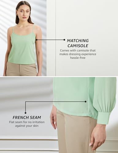 Image of Symbol Premium Women's Bow Tie Top (Regular Fit | Solid | Desk-to-Dinner) (Available in Plus Sizes)