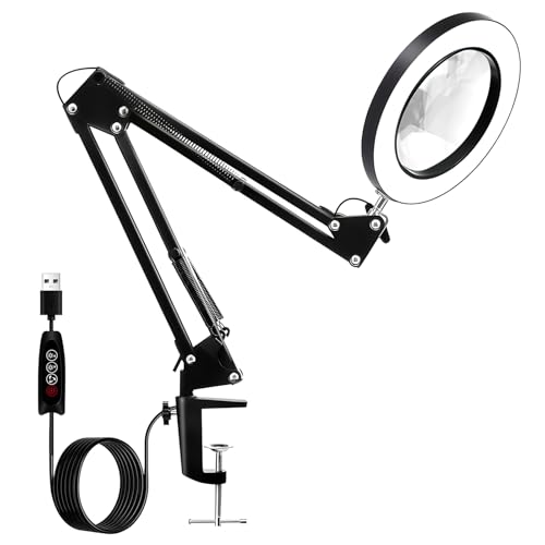 Lente Ingrandimento con luce da Tavolo,10X lente Ingrandimento da Tavolo,Lente